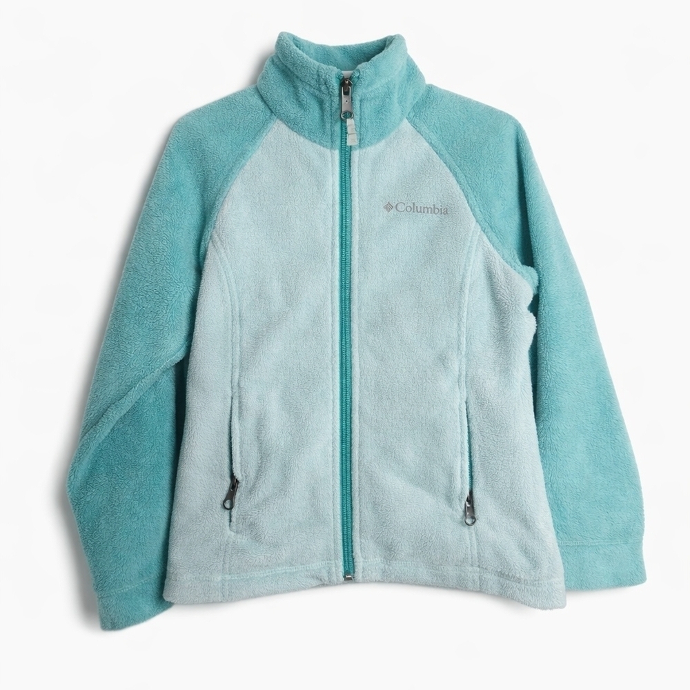 Columbia Girls Full Zip Fleece Jacket Teal Size 4/5